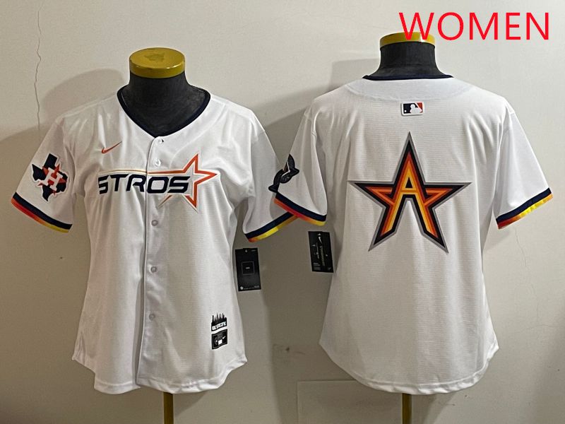 Women Houston Astros Blank White three generations Joint Name Nike 2025 MLB Jersey style 7